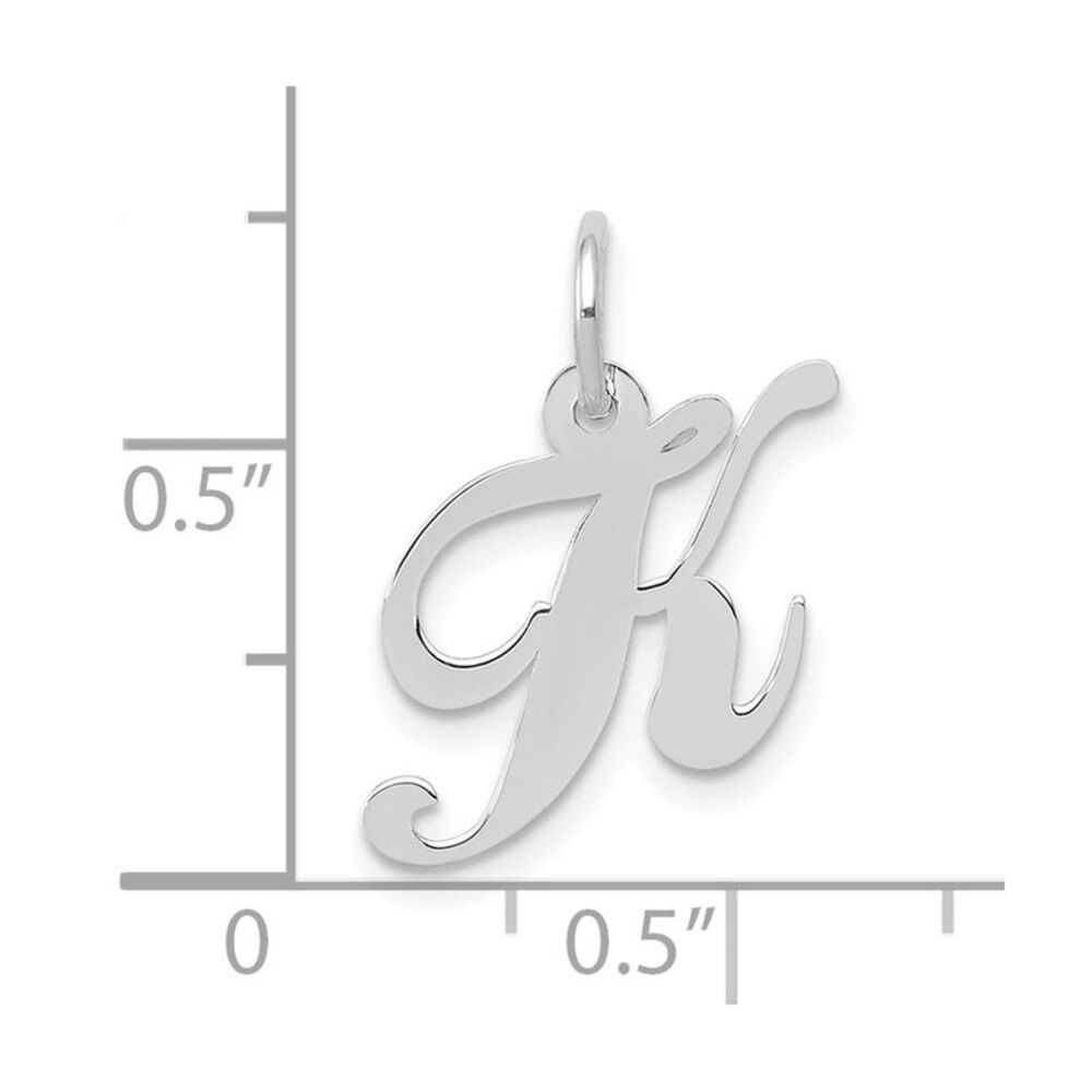 10k White Gold Small Fancy Script Initial K Charm - image 2